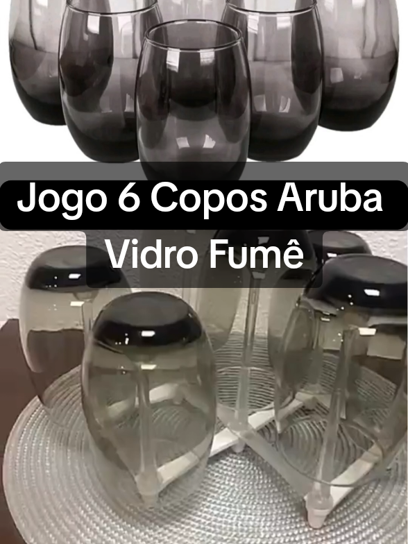 Jogo 6 Copos Aruba Vidro Fumê #copos #jogodecopos #viraltiktok #tiktokviral #tictokshop 
