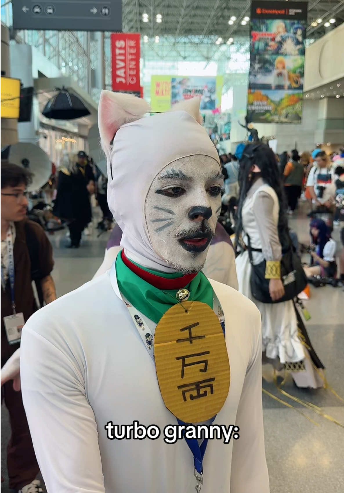 granny’s got better places to be (at her phone) momo: @okalun_  turbo granny: @satoru jojo ✨💯🪷🔜 ANIMENYC  grandpa seiko: @Ducky  evil eye jiji: @Ty | IG: @Tyler.Losee  . . . . . . . . . . . . . #animenyc #dandadan #dandadancosplay #foryoupage 