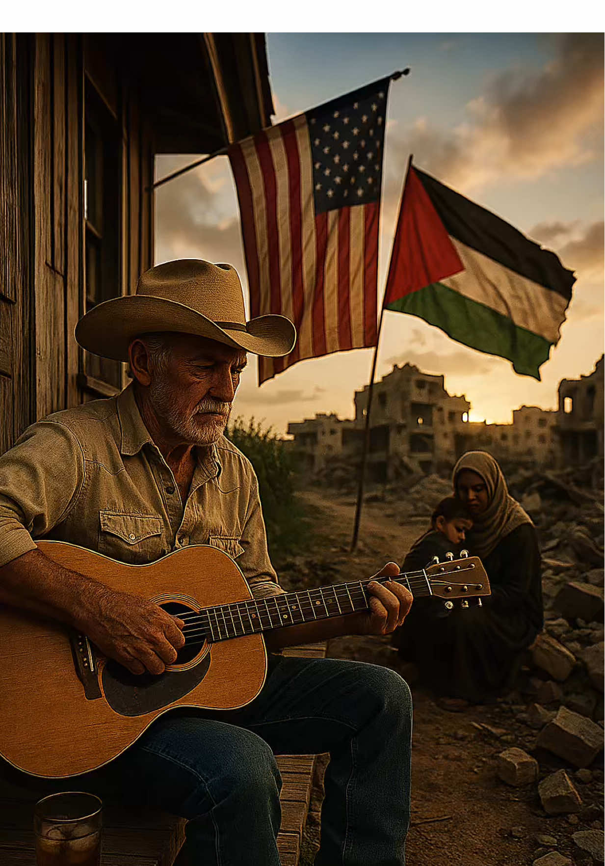 🇺🇸🤠 From the Porch to Gaza’s Frontlines 🎶.                                                #FreePalestine #StandWithGaza #VoiceForGaza #viral #fyp        