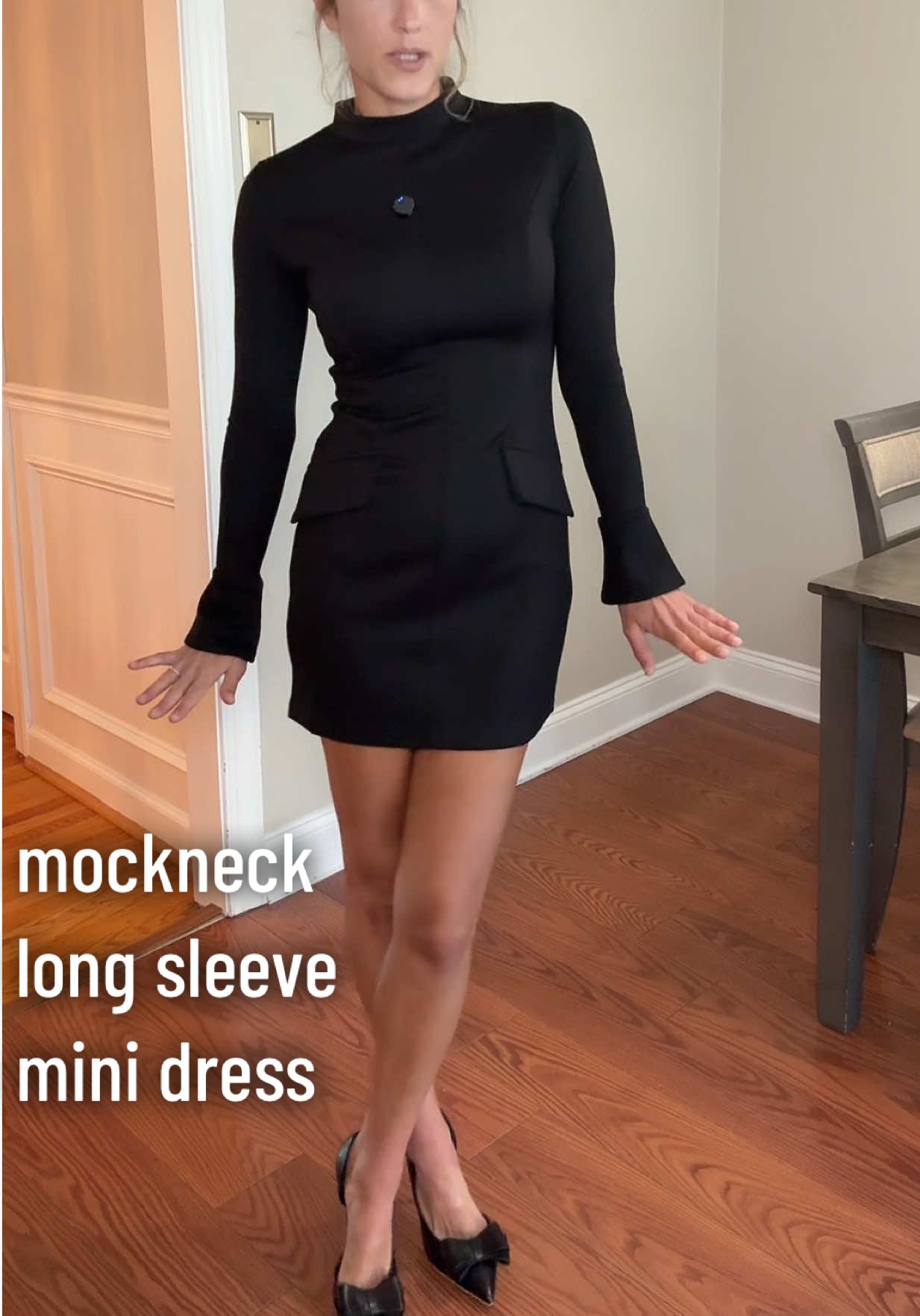 Such a beautiful long sleeve mini party dress for the fall! And perfect for that transition into the fall to winter! Can easily style this dress with fleece lined tights/stockings in the  winter with boots! #dress #longsleevedress #mockneck #littleblackdress #fallfashiontrends @OFEEFAN  OFEEFAN Women's Fall Long Sleeve Mock Neck Dress Basic Party Club Bodycon Mini Dresses
