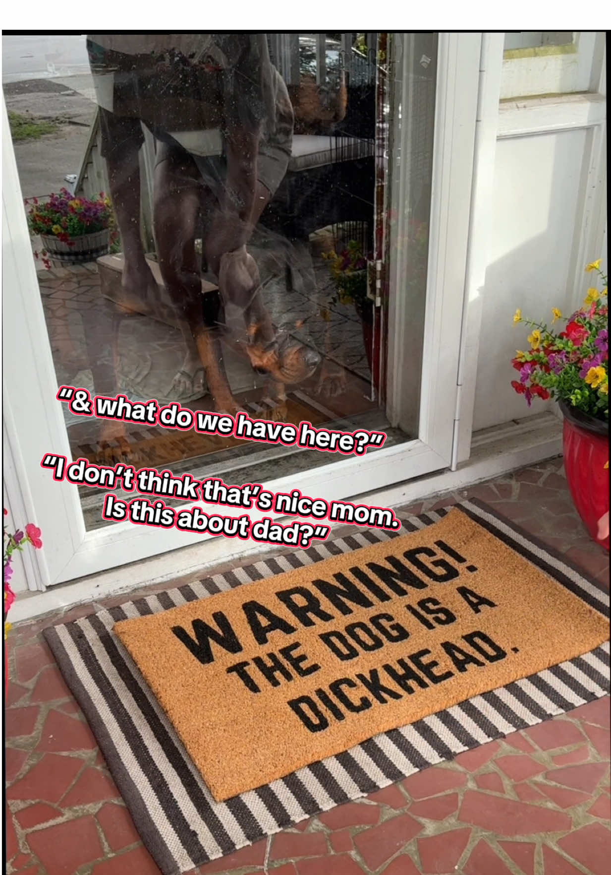 Just some pups that need a special doormat.. or maybe one needs it a little more than the other🤭 can you guess who 😂 @That Doormat Company #doormat #dogdoormat #funnydoormat #porchdecor #porch 