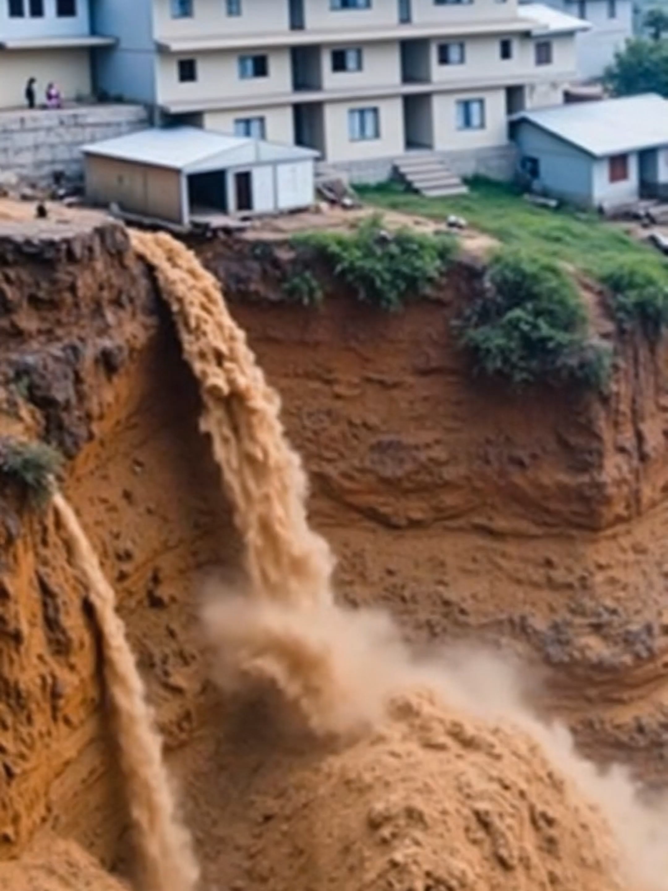 惊魂一刻！山体滑落引发坍塌，房屋轰然倒下！#landslide  #housecollapse  #collapse  #natura  #disasters #shorts