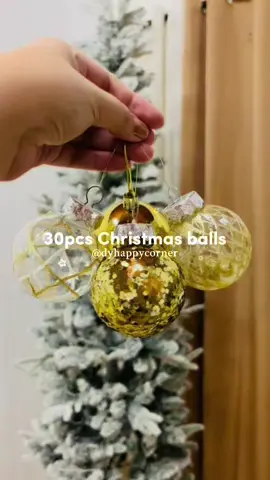 30pcs Christmas balls with different designs. 🤍✨ #christmasballs #christmasdecoration #christmasdecor #goldchristmasballs #christmasdesign 