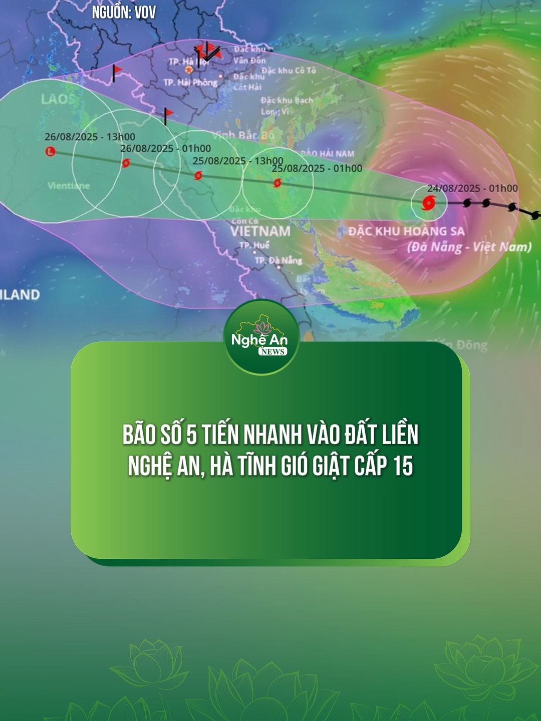 Bão số 5 tiến nhanh vào đất liền, Nghệ An - Hà Tĩnh gió giật cấp 15 #ngheannews #nghean