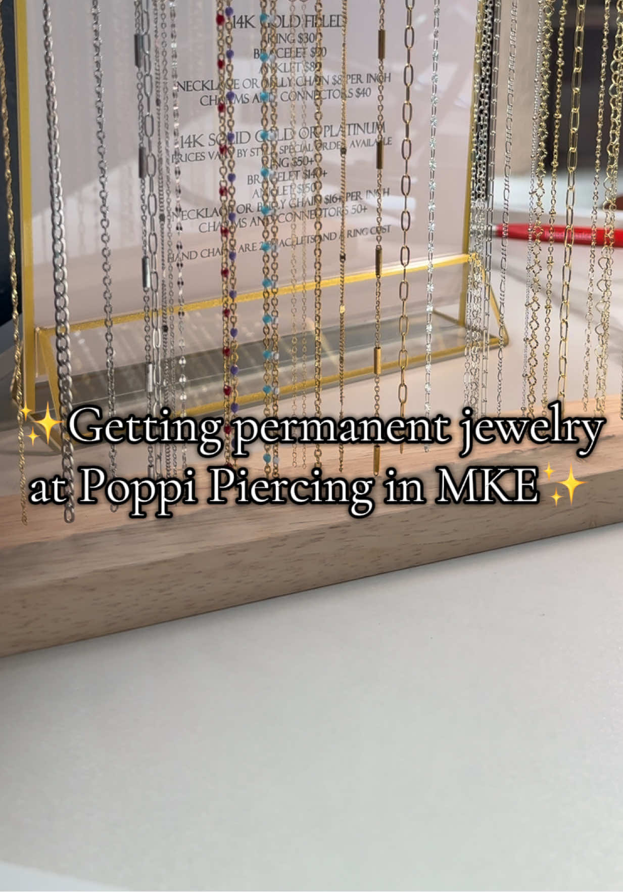 My first permanent jewelry experience! Mom’s birthday present from my husband & I was cute mommy daughter bracelets and anklets ✨ We went to @Poppi Piercing in Milwaukee, WI and had an incredible experience 🌟 Jacky has a beautiful assortment of chains and charms to choose from and will even special order charms upon request for a custom look 🤩 Great gift idea. Great back to school idea. Love this so much. Definitely going back for more! ✨✨✨ #milwaukee #mke #414📍 #414milwaukee #permanentjewelryexperience 