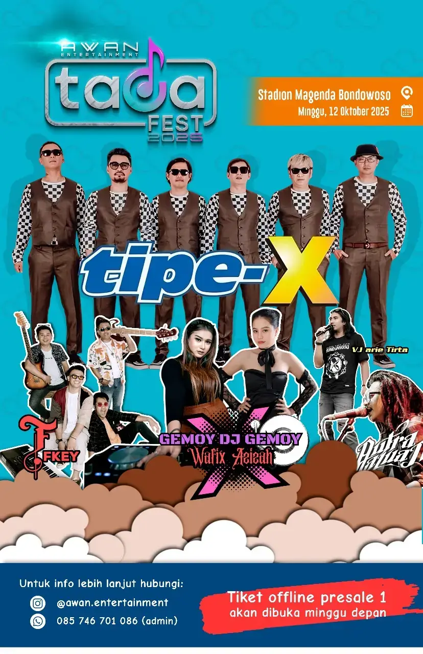 Saatnya Bondowoso berdanSka, ikutin terus kita untuk update ticket biar kita bisa jadi satu di Stadion Magenda.. Lompat, nyanyi & seneng bareng #konsermusik #fyp #tipex #tadafest #bondowoso 