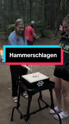 This is a famous game in Germany called hammerschlagen. Some people call it the stump game. This version can be customized called @Knoggle Game ! #hammerschlagen #campinggames #stump 