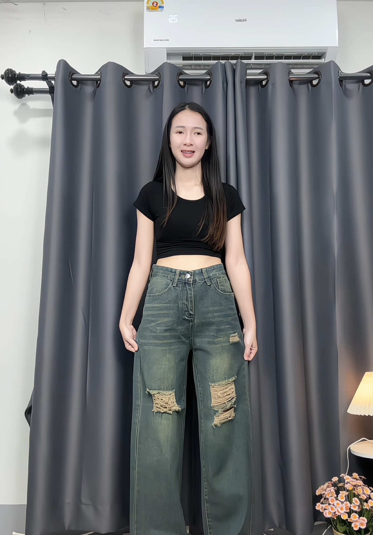 แต่งสกิดขาดสวยๆ #katjeans #กางเกงยีนส์ผู้หญิง #กางเกงยีนส์ทรงกระบอก #พิกัดกางเกงยีนส์ 
