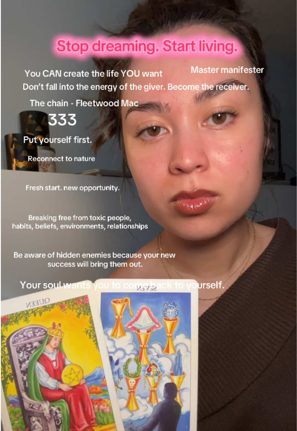 Make your daydreams your reality, and everyone that tells you you can’t do it or that you’re dreaming too big or want too much is WRONG. DONT BE CONTENT WITH LESS if life is calling you to be bigger than your hometown. Stay magical ✨ #tarot #tarotreading #fyp