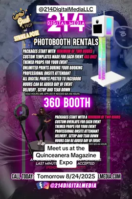 Tomorrow 8/24/2025 meet us at the @Quinceaneramagazineoffic  Expo #fy #fyppppppppppppppppppppppp #214digitalmedia #quinceaneraphotographer #dallasphotoboothrental 
