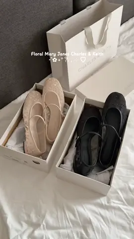 Floral Mary Jane Charles & Keith in Nude + Black @Tuyết ở Sing ⋆˚𝜗𝜚˚⋆ #dailyunboxingg #charlesandkeith #charleskeith #fyp #unboxing 