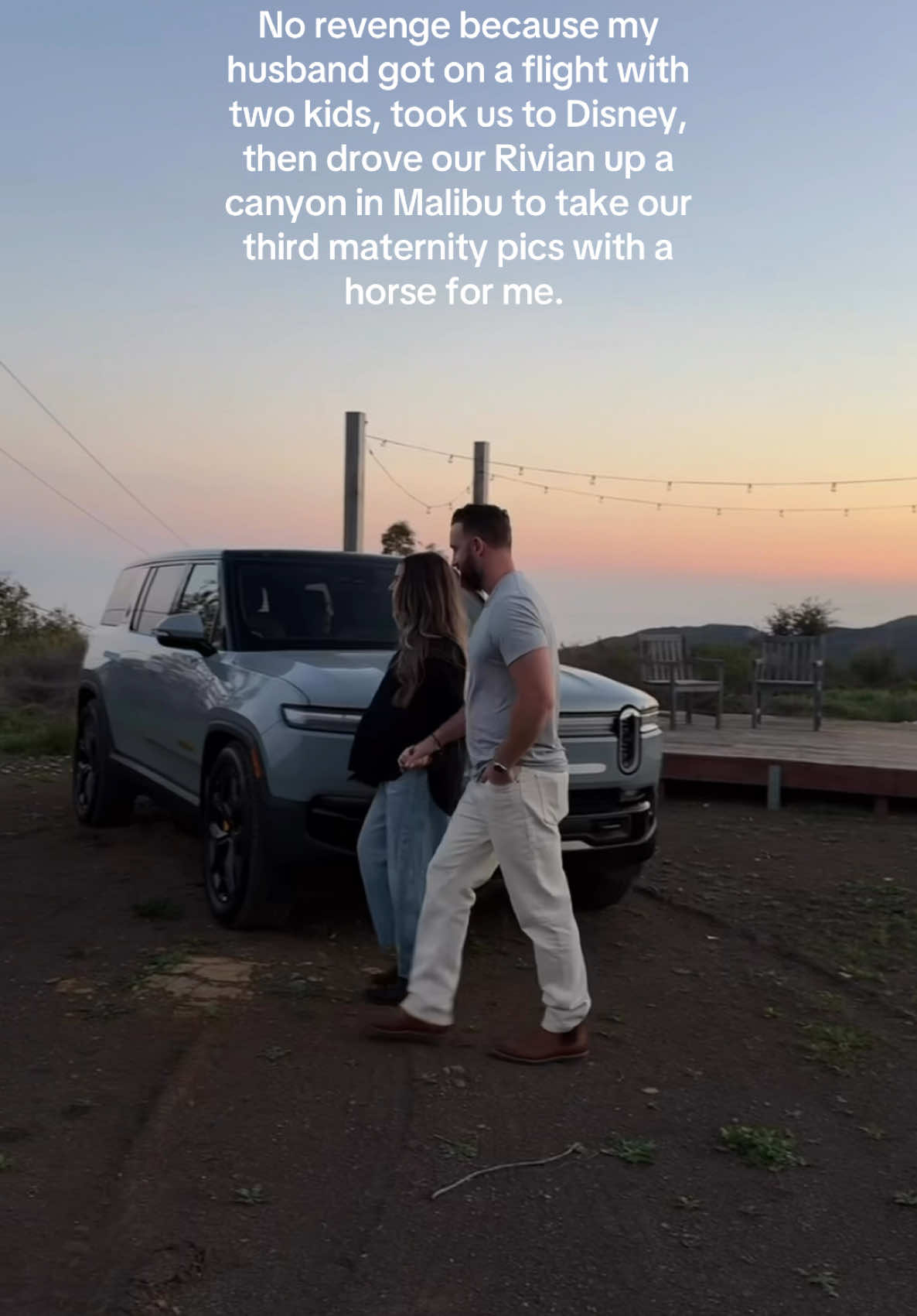 The man I need 👏🏼👏🏼👏🏼 @Rivian taking us up Latigo Canyon no problem! #maternity #rivian #maternityphotoshoot #pregnant #pregnanttiktok #malibu #husbandwife 