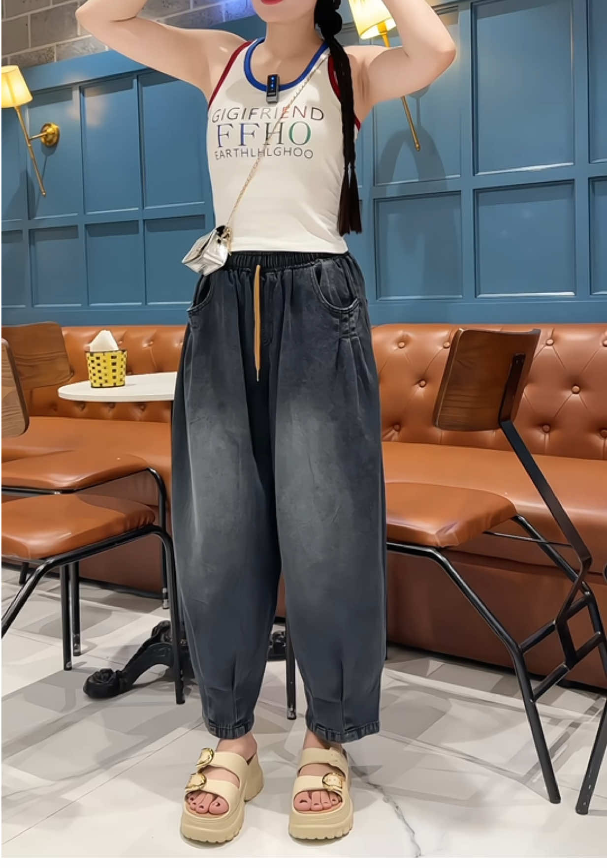 Quần jeans giấy nữ dáng baggy #quanjeannu #quannuongrong #quanbaggy 