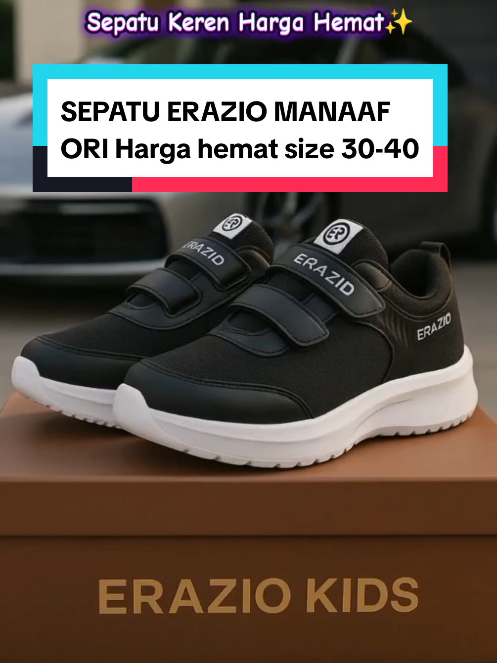 Erazio Sepatu Sekolah Manaaf perekat velcro strap 2 Sepatu anak laki laki dan perempuan ringan size 30-40 fashion #fyp #sepatusekolah #sepatumurah 