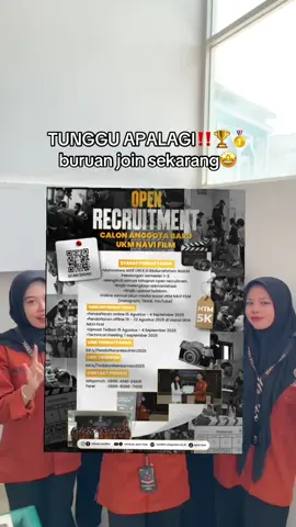 Buat kamu yang punya mimpi besar di dunia perfilman, ini waktunya melangkah! Dari kamera, naskah, editing, sampai akting — semua punya tempat di sini. Open Recruitment UKM NAVI Film masih terbuka loh! Jangan tunggu nanti, waktunya kamu yang ikut berkarya🤩🤘🏼 🔗 Daftar sekarang melalui link berikut: 👉 https://bit.ly/PendaftaranNaviFilm2025 _____________ Ig & Tiktok : @official.navifilm Fb: officialnavifilm Yt & X : OFFICIAL NAVI FILM Website : https://navifilm.uingusdur.ac.id #ukm #ukmnavifilm #uingusdur #pekalongan #oprec #pcab2025 #mabauingusdurpekalongan #letsjoinus 
