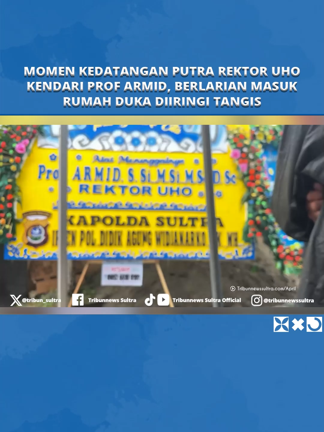 TRIBUNNEWSSULTRA.COM, KENDARI - Momen anak Prof Armid tiba di rumah duka Lorong Palaka, Jalan Dr Sutomo, Kelurahan Tobuuha, Kecamatan Puuwatu, Kota Kendari, Sulawesi Tenggara (Sultra), Minggu (24/8/2025). Sekira pukul 10.17 WITA, seorang pemuda mengenakan jaket sweater abu-abu dan celana hitam berlarian menuju ke dalam rumah. 
