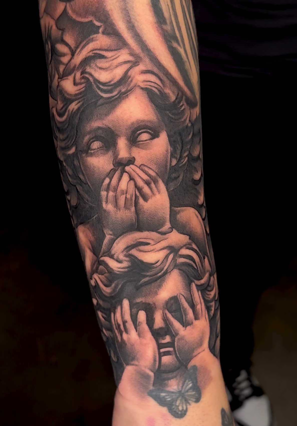 Cherubs (see no evil, speak no evil, hear no evil) #tattooartist #tattooideas #marcos_tattoos #bayareaartist #tattootiktok 