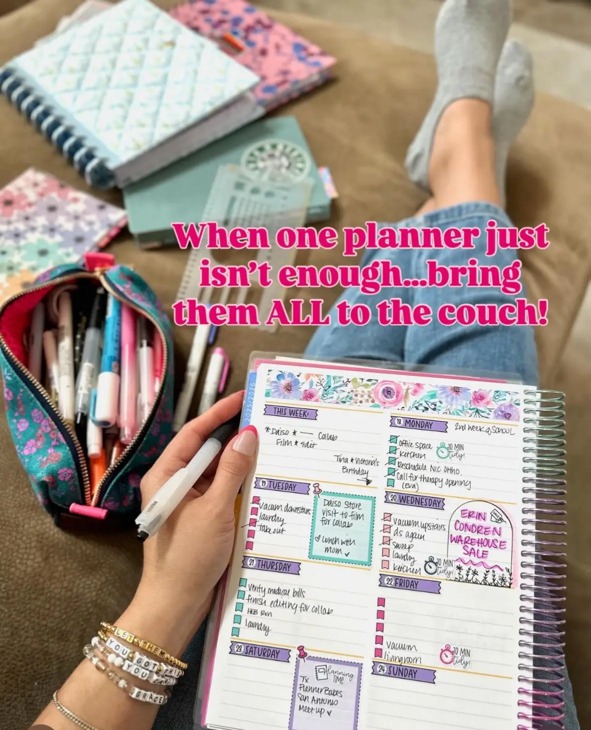 Nothing I love more than a quick planner session ✨🖊️ Just me, my couch, and all my favorites—today I’m diving into my @Erin Condren Dashboard along with a few of my other go-to planners. It’s my little moment of calm and creativity 💕 #desireeplans #metime #SelfCare  #planner #stationery 