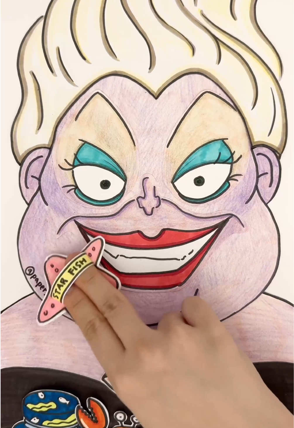 The Little Mermaid: Ursula to Vanessa Makeup + De-puffing & Relaxing Massage ASMR #satisfying #makeup #disney #massage #paperdiy 