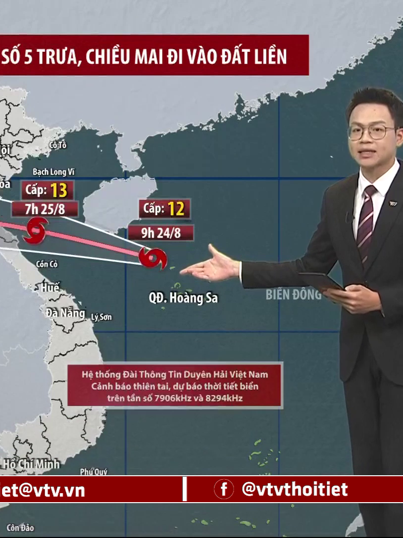 Dự báo thời tiết 11h30 - 24/08/2025 | Bão số 5 bao giờ vào đất liền? | VTVWDB