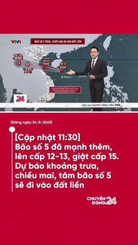 Lúc 10h tâm bão còn cách Nghệ An khoảng 580km, cách Hà Tĩnh khoảng 560km về phía Đông Đông Nam. Dự báo bão đi với tốc độ 15-20km/h thì khoảng trưa, chiều mai, tâm bão số 5 sẽ đi vào đất liền khu vực Nghệ An - Hà Tĩnh. #chuyendong24h #chuyendong #vtvdigital #news #LearnOnTikTok 