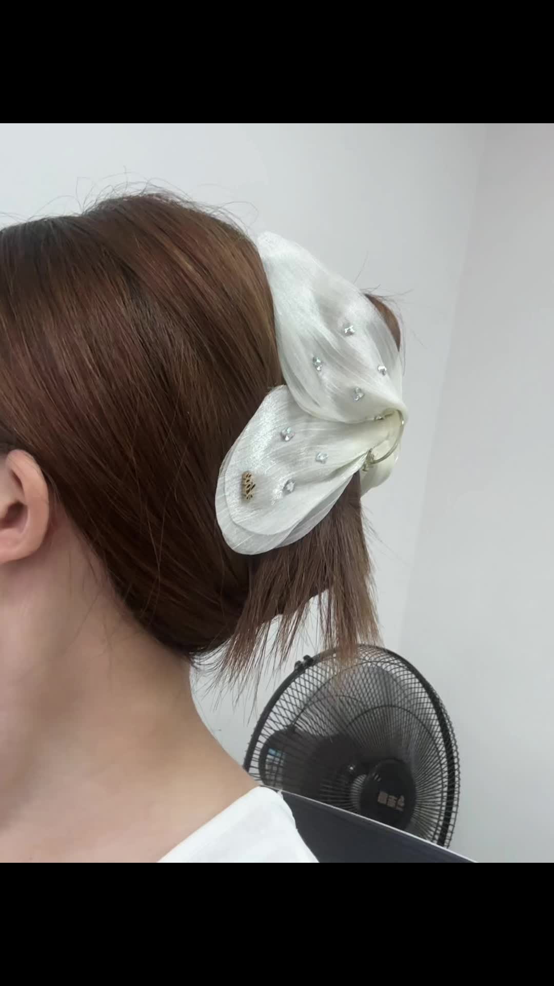 Kẹp Tóc Càng Cua Bướm, Sương Tuyết, Tay Cầm Kiểu Pháp Voan Cổ Tích Kẹp Cá Mập Phía Sau Đầu Tinh Tế Với Đôi Cánh Ngọc Trai, Đồ Trang Sức Tóc Mờ Lãng Mạn, Dành Cho Nữ 