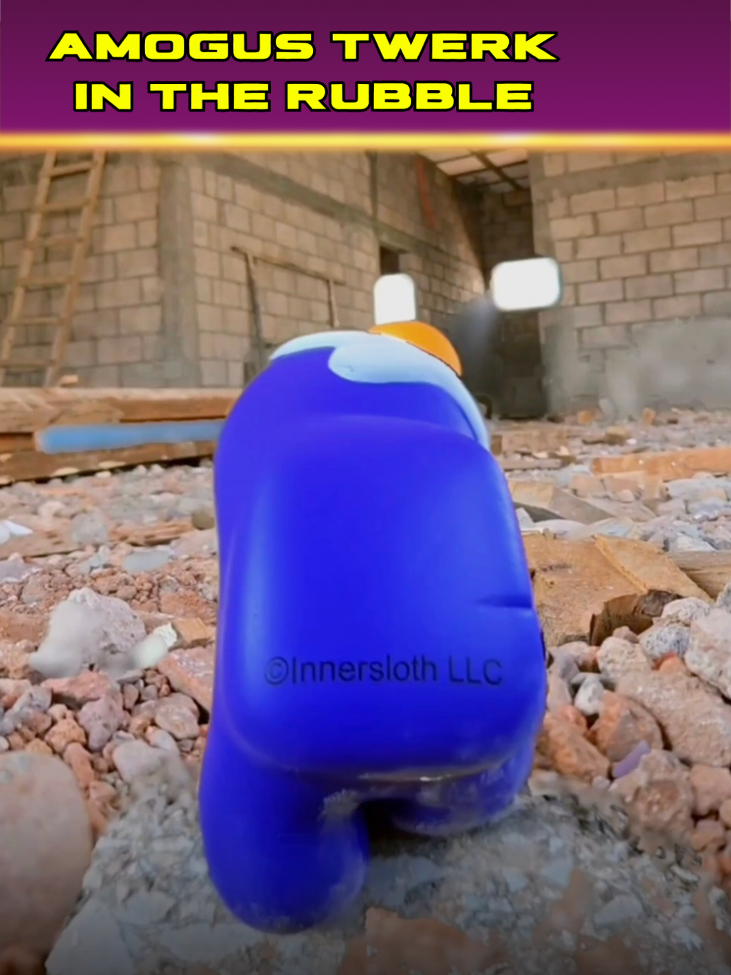 It's always one Twerk away from laziness when Amogus is around in the rubble! #AmongUs #twerk #constructionsite #meme #contenidorandom 