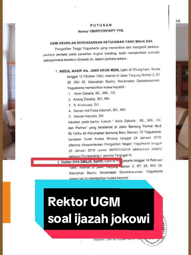 Ternyata pernah terkena kasus dan di tuntut 29 Milyar ya Bu 😃 Bagaimana masyarakat bisa percaya ?? UGM sekarang menjadi tempat klarifikasi ya 🤫🤫 #jokowi #ijazahpalsu #ugmjogja #Fyp #viral 