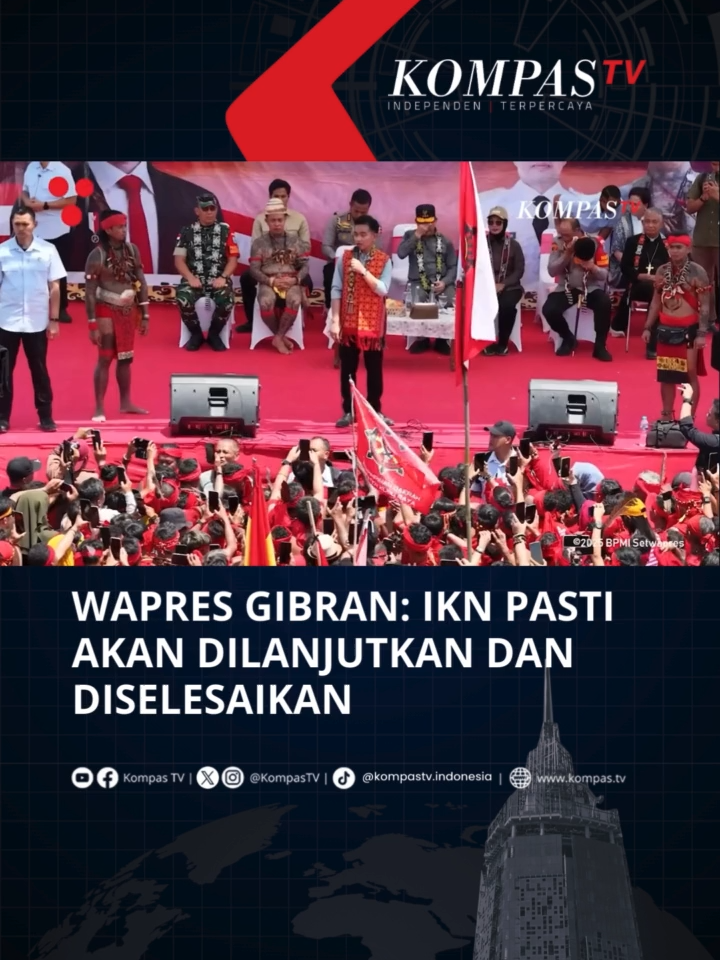 Wakil Presiden (Wapres) RI Gibran Rakabuming menegaskan bahwa pembangunan Ibu Kota Nusantara (IKN) akan dilanjutkan dan diselesaikan.  Gibran mengatakan ini di hadapan warga Dayak dalam acara perayaan ulang tahun Ketua Tariu Borneo Bangkule Rajakng (TBBR) Pangalangok Jilah di Patih Patinggi, Desa Sepang, Kecamatan Toho, Kabupaten Mempawah, Kalimantan Barat, Sabtu (23/8/2025).  