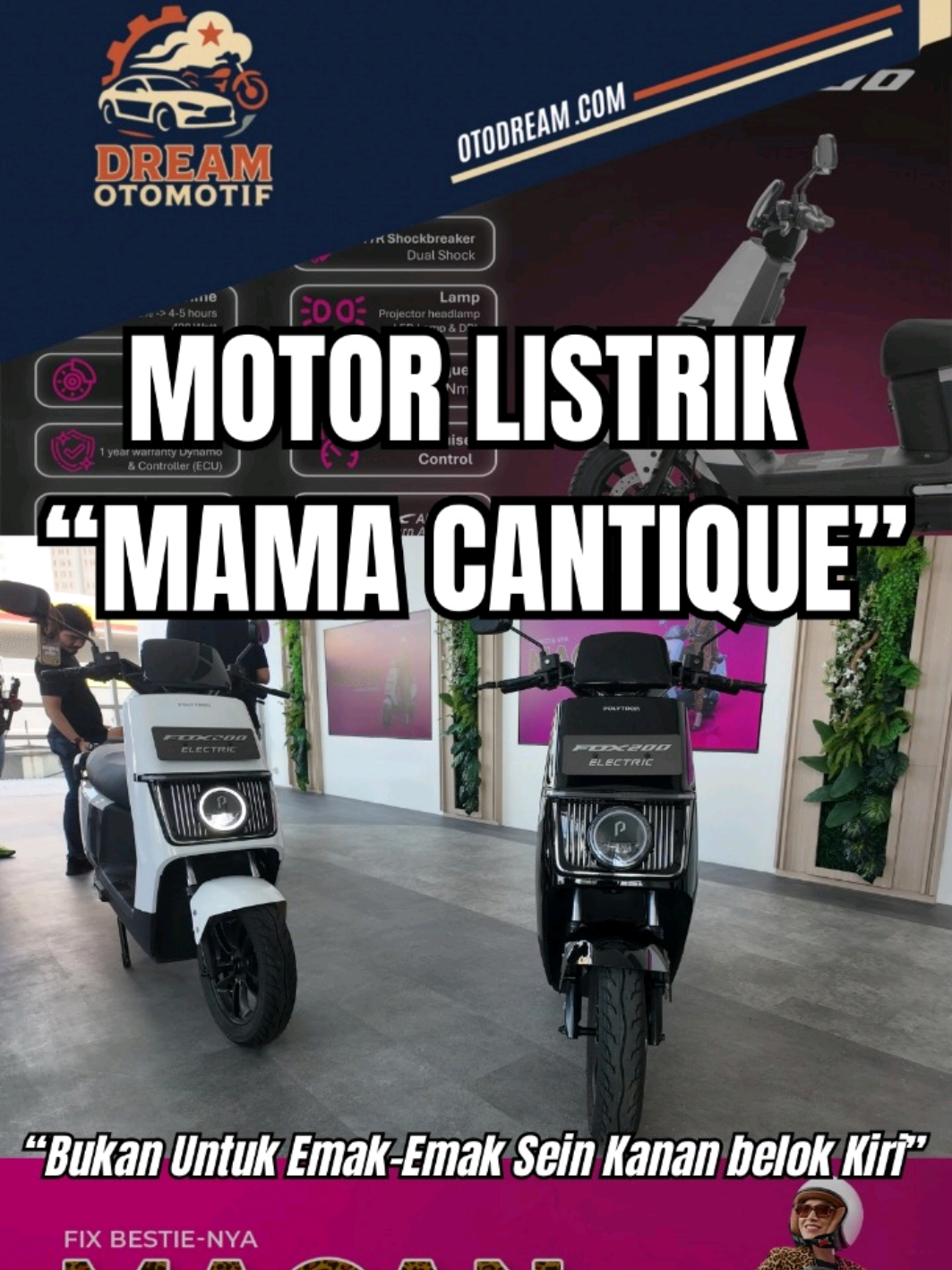 Pada tanggal 22 Agustus 2025 , POLYTRON resmi meluncurkan motor listrik Fox 200 , motor yang di desain untuk perempuan aktif indonesia ini memiliki desain yang stylish , performa yang handal , serta fitur-fitur yang canggih  Dibekali  motor listrik sebesar 1500watt Fox 200 mampu menjelajah sampai 80KM , dan untuk pengisian dayanya terhitung ceppat 0-100% hanya dalam waktu 4 jam saja . Fox 200 ini cocok untuk 
