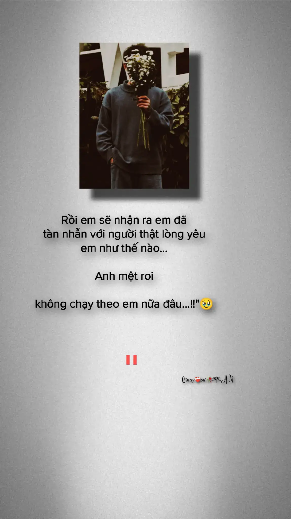 nên anh sẽ không chạy theo em nữa đâu. #tamtrang #tinhyeu #story #tramcamxuc💔 