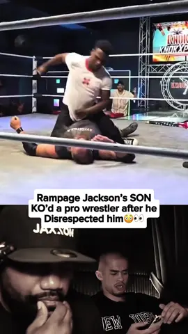 Rampage Jackson visibly concerned AFTER watching his son KO a wrestler. #rampagejackson #ko #raja #fyp #crazy 