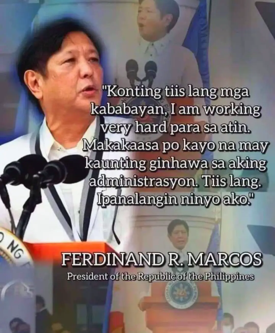 Mabuhay ang ating Mahal na Pangulo BBM nawa’y gabayan at patnubayan ka ng ating Puong Maykapal at ilayo ka sa kapahamakan at sa mga kaaway na pilit ka ibinabagsak at sinisiraan..wag ka po magalala Dhil marami kame nagmamahal sainyo mahal namen PBBM d ka po nag iisa marami kame mga Loyalist at Supporters mo na nandiyan para sayo kahit anuman mangyari..poprotektahan namen kayo sa mga kaaway..Sbi nga ndi mananaig an mga Kasamaan kundi parang Kabutihan lang an Mananaig at magtatagumpay..🙏🙏💪💪❤️❤️❤️# #pbbmsupporter🇵🇭❣️✌️ #forevermarcosparin❤❤❤ #MarcosLoyalistAko 