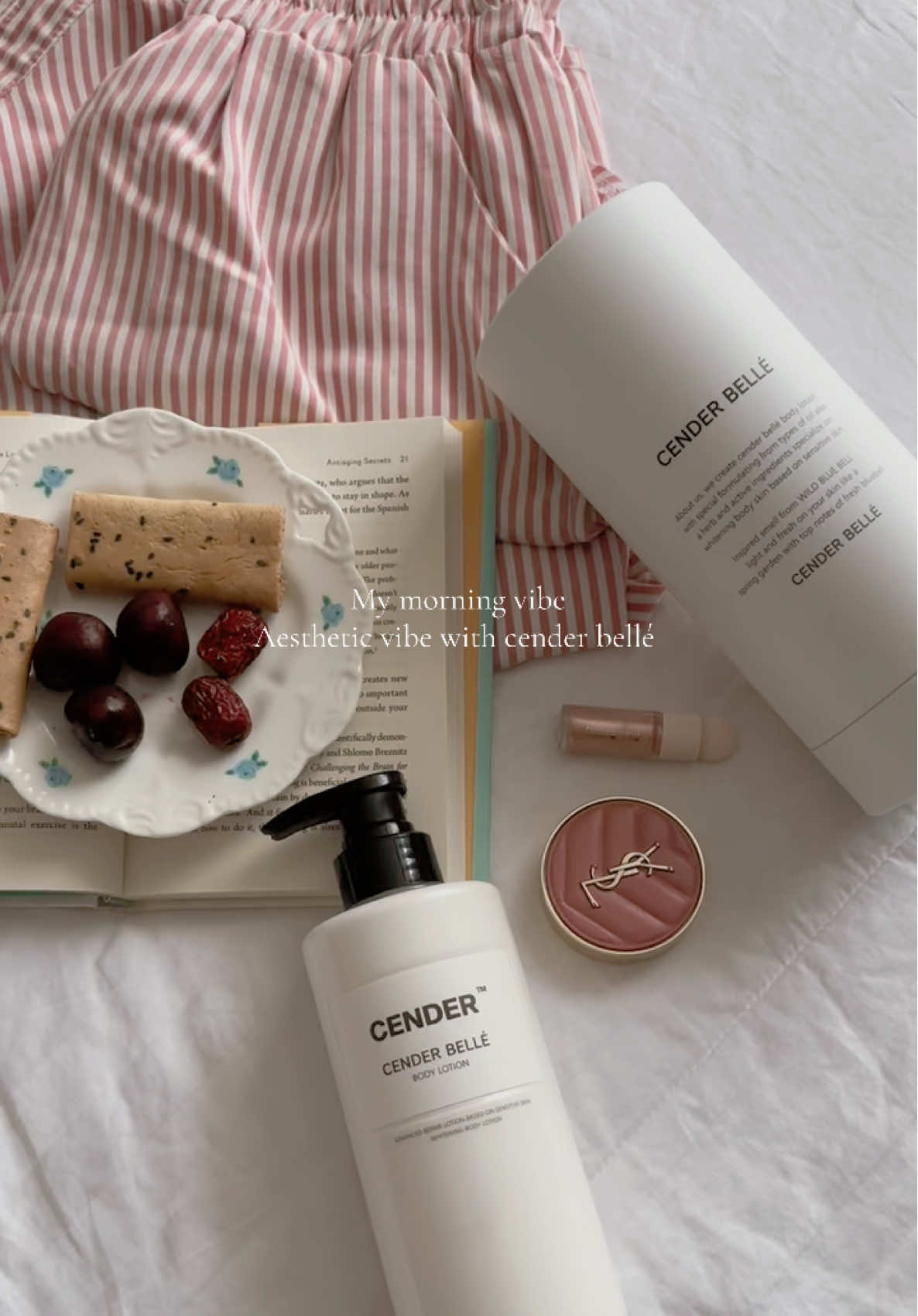 Morning vibe with favorite whitening body lotion from cender #cenderbellé ✨ Enjoy applying with spf 60pa++ for daily use .💖 #fyp #foryou #whitening #bodycare         
