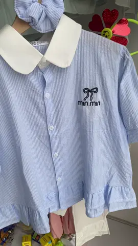 Áo sơ mi xinh kèm buộc tóc🥰 #tetbaby #quanaotreem #trending #xuhuong #viral 