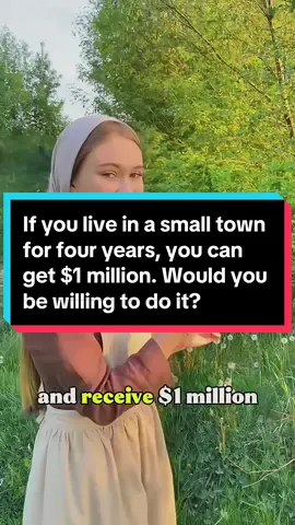 If you live in a small town for four years, you can get $1 million. Would you be willing to do it?#foryou #usa🇺🇸 #usatiktok #fyp 