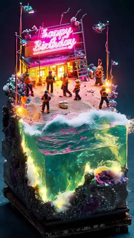 夜に誕生日を祝う#miniature #happybirthday #night #midjourney 