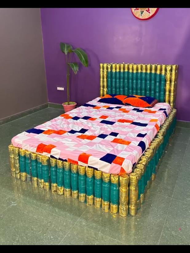 Superb Real Bed using Waste Plastic bottles #Superb #crafts #homedecortion 
