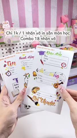 Nhãn vở in sẵn tên môn học , đẹp mà tiện quá troiii #nhanvo #nhanvomonhoc #nhanvodep #xuhuong #namhocmoi 