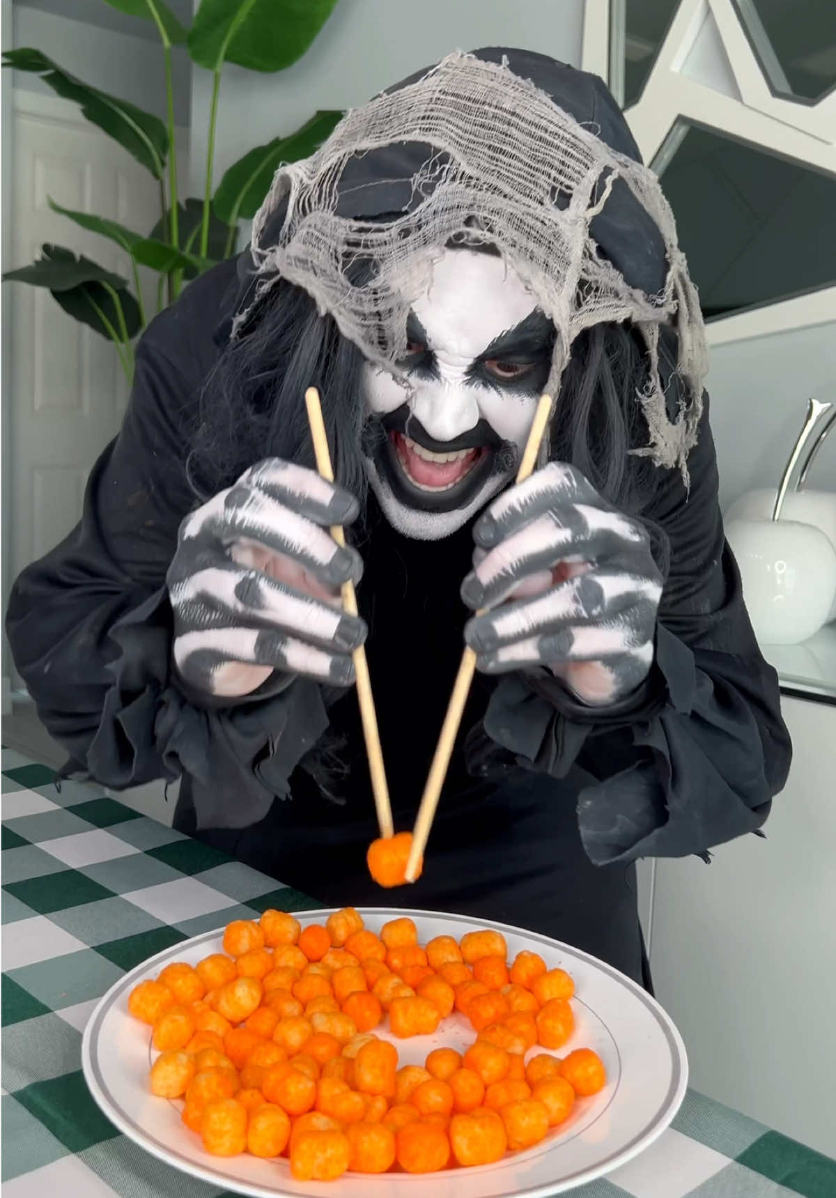 Monster can’t use chopsticks 🤣👻 #funnyvideo #monsterundermybed 