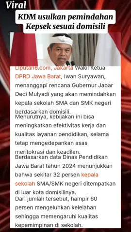 KDM usulkan pemindahan Kepsek SMA/SMK sesuai domisili