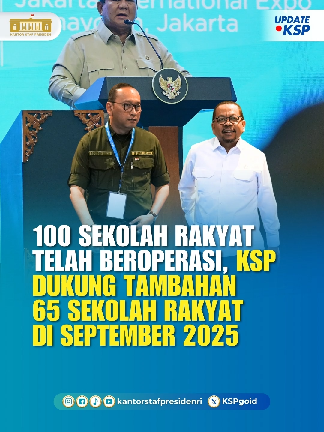 Wakil Kepala Staf Kepresidenan, M. Qodari, menghadiri kegiatan Pembekalan Guru dan Kepala Sekolah Rakyat di Jakarta International Expo (JIExpo) Kemayoran. Presiden Prabowo Subianto hadir langsung untuk memberikan arahan penting dalam menjalankan program besar Sekolah Rakyat—strategi memutus rantai kemiskinan dan menyiapkan generasi unggul menuju Indonesia Emas 2045. 🎥 Simak momen selengkapnya dalam video berikut! @dpr_ri @kemensosri #KSP #UpdateKSP #Kemensos #SekolahRakyat #MerdekaPendidikan #PembekalanGuruSekolahRakyat #KomisiX #Komisi8