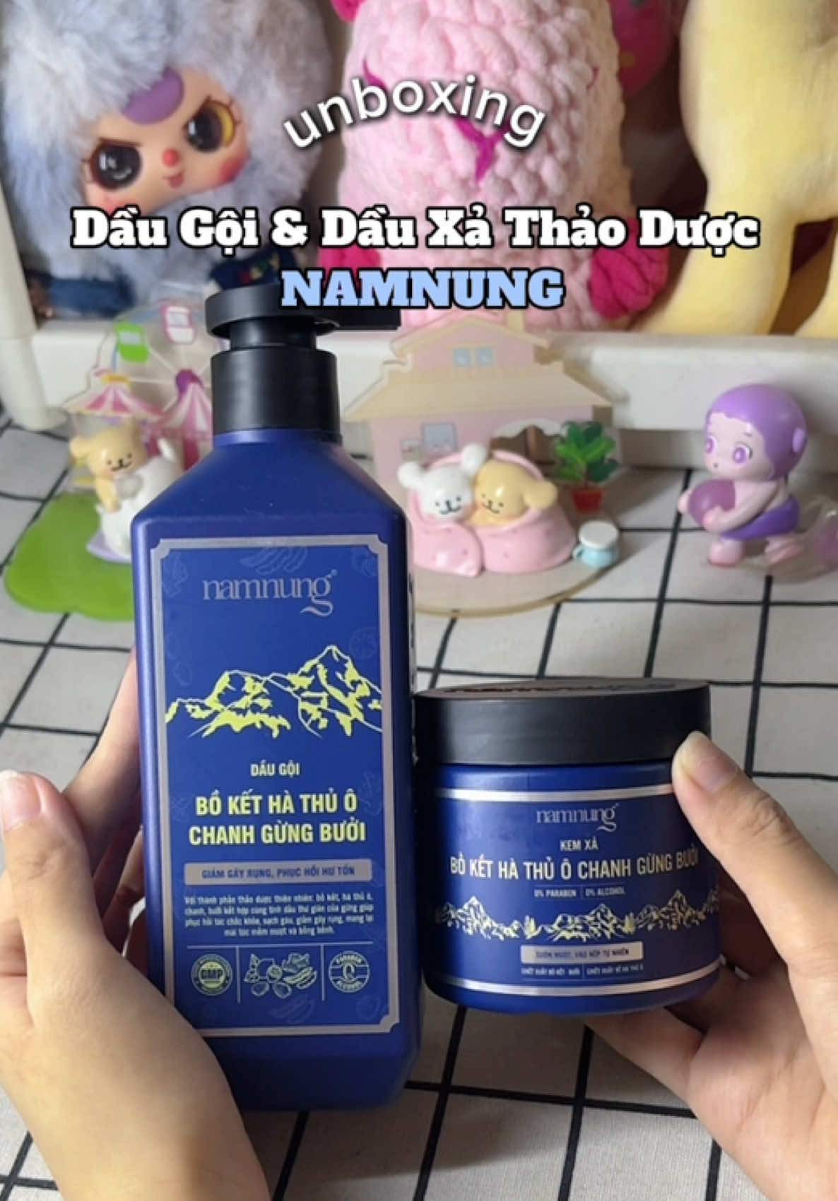 dầu gội và dầu xả thảo dược bản xanh dương của Namnung oki lắm nha 😍 #namnung #daugoinamnung #daugoithaoduoc #combogoixa #haircare #beauty #lamdep #viral #xuhuong #fyp #unboxing 