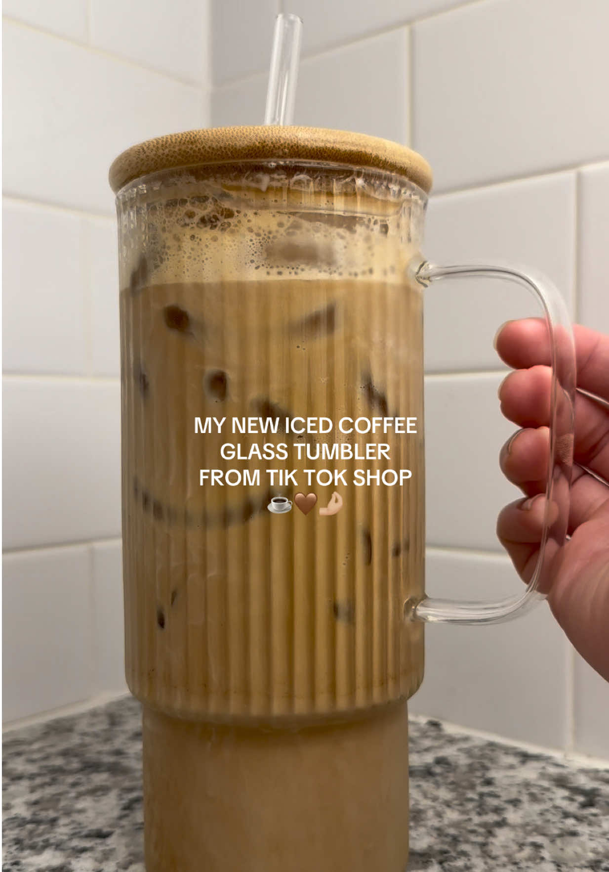 My fave morning iced coffee in my new favorite glass 🫶🏼 #icedcoffee #coffee #coffeecup #glasstumbler #morningroutine 