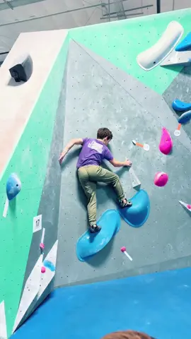 Blue comp slab U13 - TRICKY! Got it in my 2nd attempt #climbingcompetition #climbingtiktok #climbingkids #slab  #CapCut 