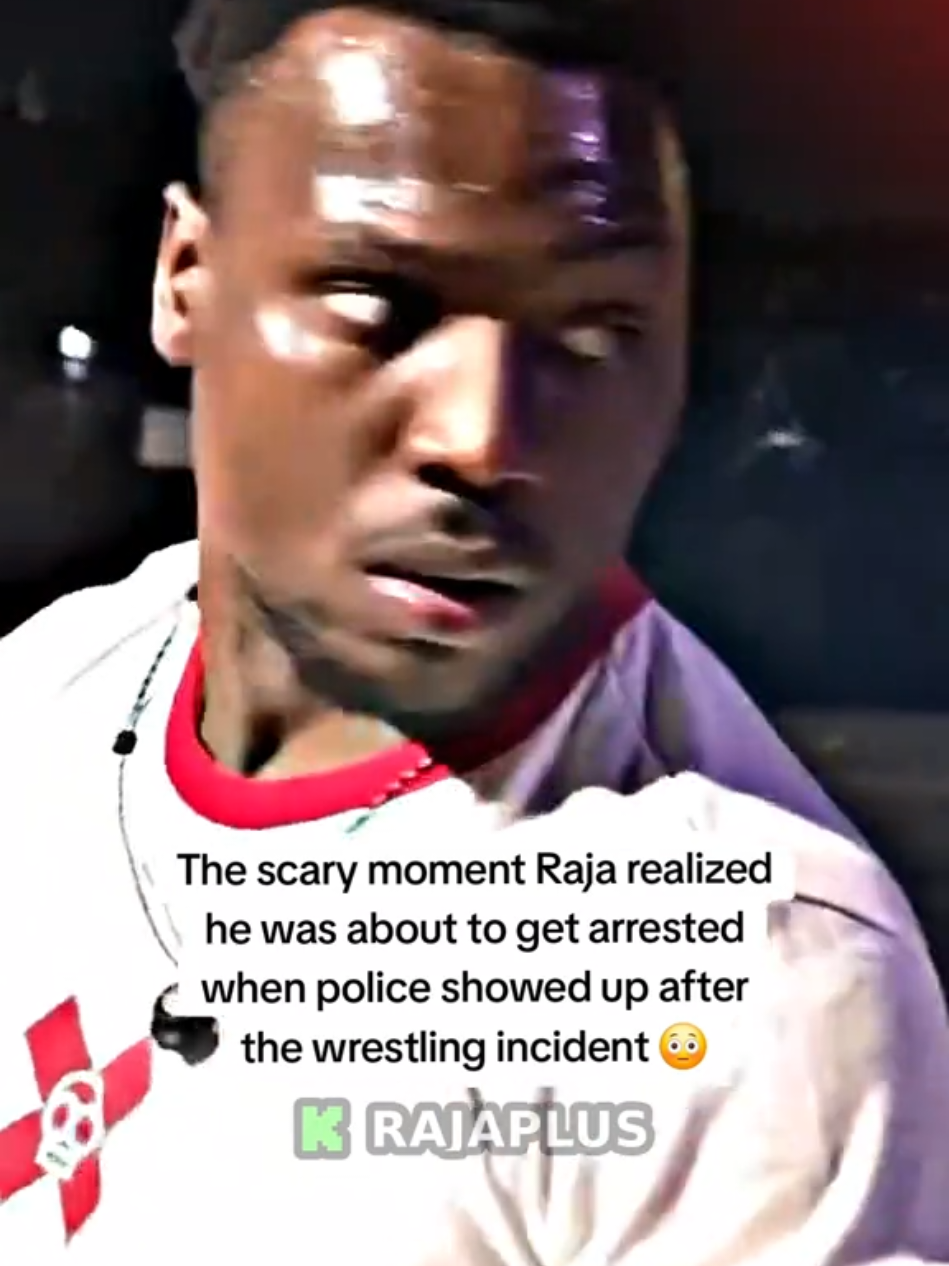 The scary moment Raja realized he was about to get arrested when police showed up after the wrestling incident 😳 #rampagejackson #raja 