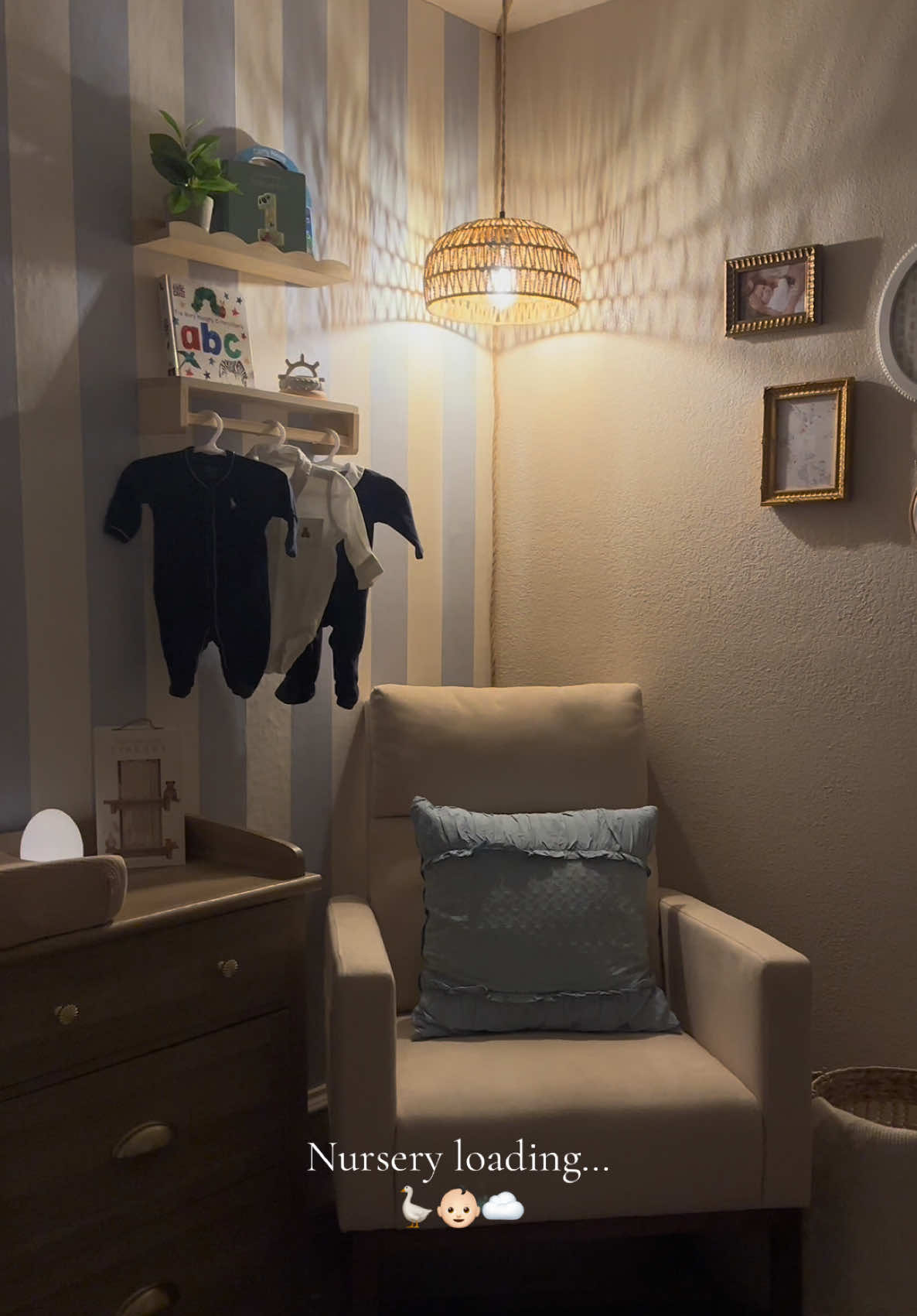 This mama is TIRED!!!  Who let this 9 month pregnant lady start her nursery this late?! We are almost half way done and I’m so excited to show you all the finished result 🤍👶🏻🪿 #nurseryroom #decor #babyboy