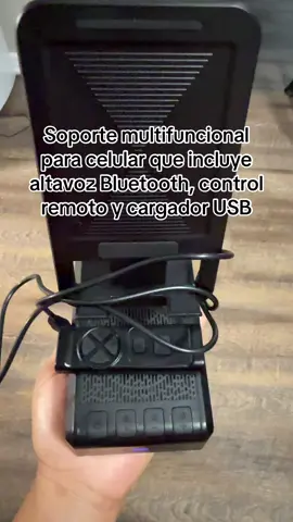 Soporte multifuncional para celular que incluye altavoz Bluetooth, control remoto y cargador USB 