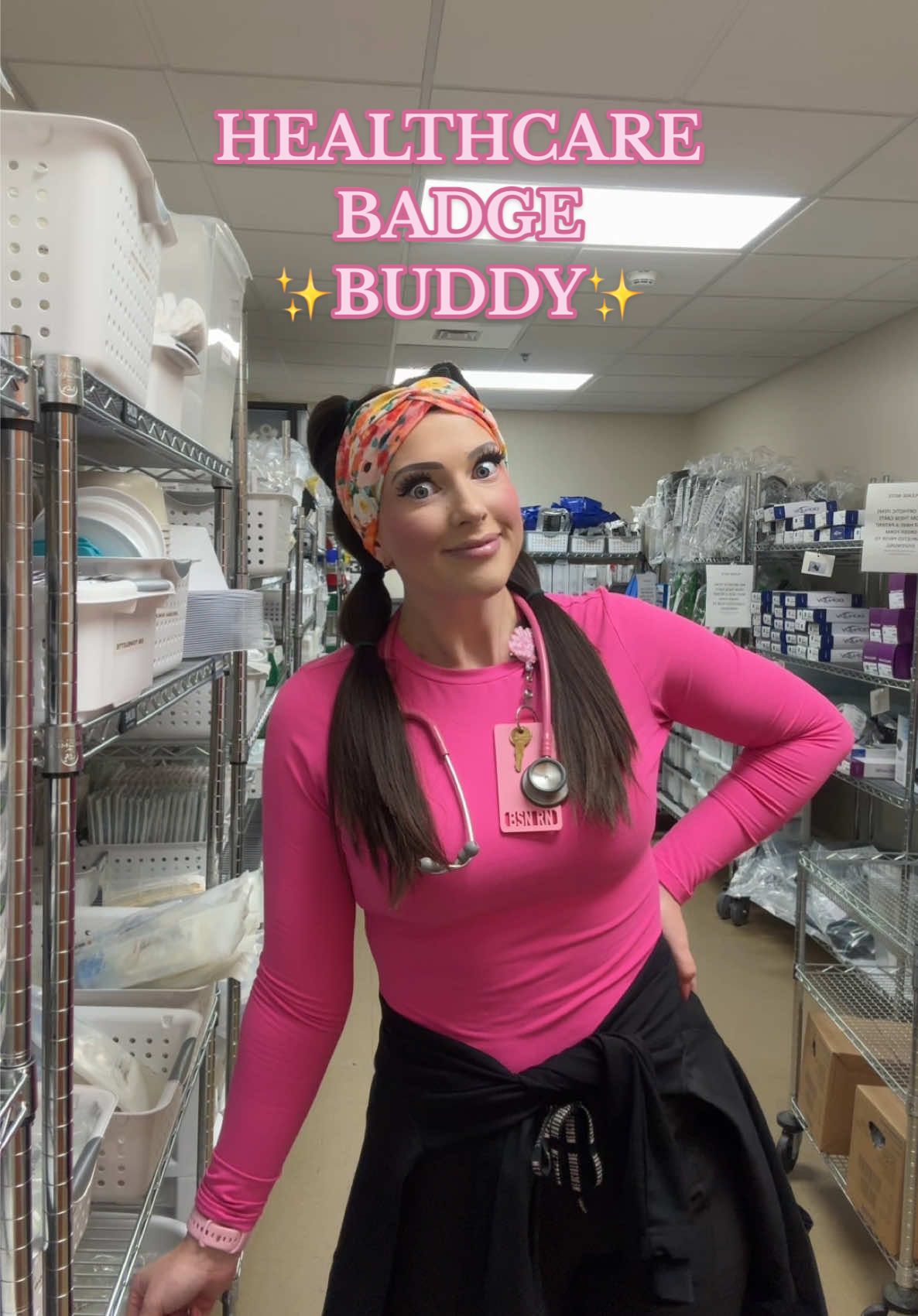 Replying to @Mindy_Lou This badge buddy just stole the show! 💖- AND it’s customizable! #badgebuddy #nursetok #nurse #healthcareworker #nurselife  
