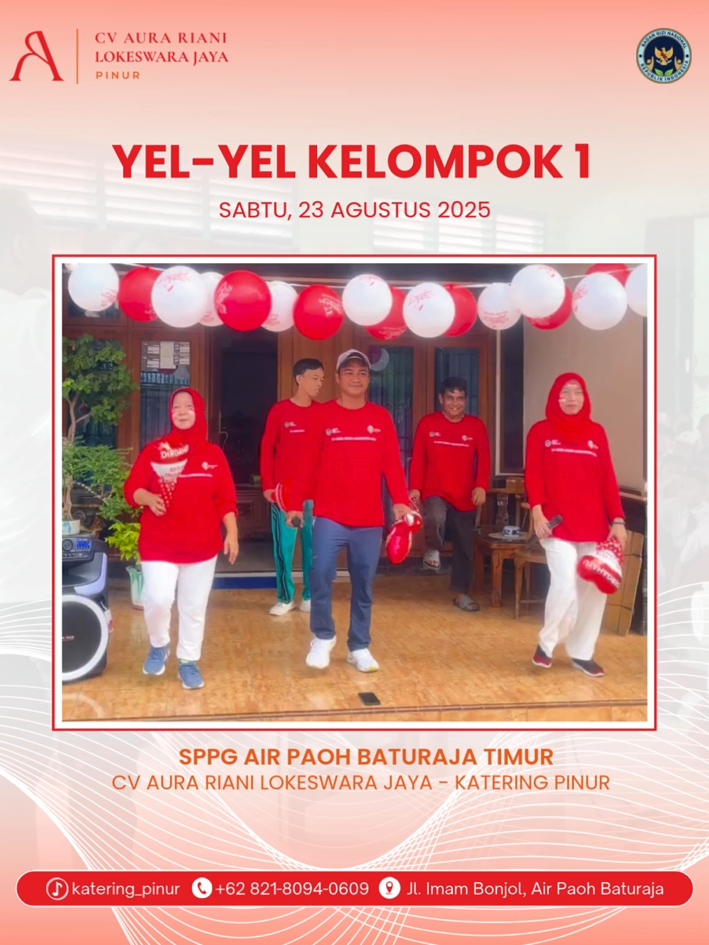 Merdeka! 🎉 Yel-yel penuh semangat dari Kelompok 1 - Katering Pinur. #IndonesiaMaju #17an